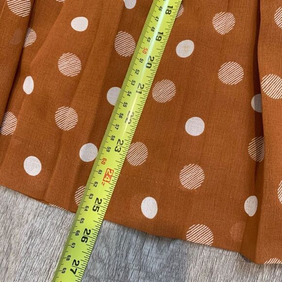 Vintage Orange Pleated Polka Dot Midi Swing Skirt S Small Lined - Picture 8 of 8